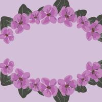 feuilles et cadre de fleurs violettes vecteur