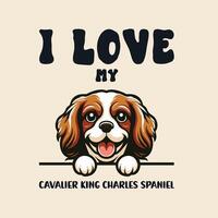 je l'amour mon cavalier Roi Charles épagneul chien T-shirt conception vecteur