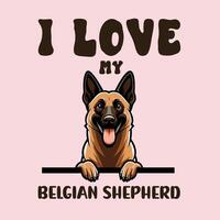 je l'amour mon Belge berger chien T-shirt conception vecteur