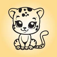 ai généré une léopard dessin animé vecteur illustration est sur une Jaune Contexte