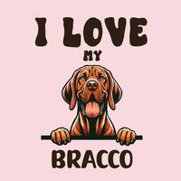 je l'amour mon Bracco chien T-shirt conception vecteur