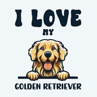 je l'amour mon d'or retriever chien T-shirt conception vecteur