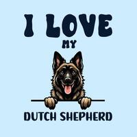 je l'amour mon néerlandais berger chien T-shirt conception vecteur