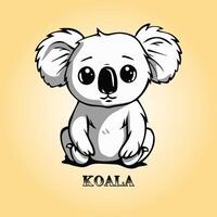 ai généré koala dessin animé est une séance vecteur illustration dans noir et blanc