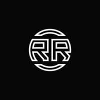 monogramme du logo rr avec un modèle de conception arrondi de cercle d'espace négatif vecteur