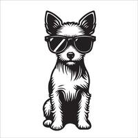 ai généré Renard terrier chien portant des lunettes de soleil illustration vecteur