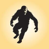 ai généré bigfoot en colère silhouette vecteur illustration dans noir et blanc