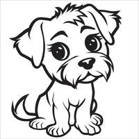 ai généré noir et blanc dandy Dinmont terrier chien dessin animé vecteur illustration