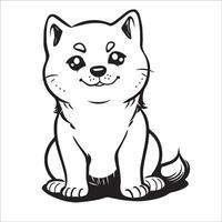 ai généré shiba inu chien est une séance vecteur illustration dans noir et blanc