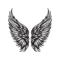 ai généré ange aile vecteur illustration dans noir et blanc