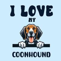 je l'amour mon coonhound chien T-shirt conception vecteur