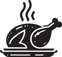 minimal poulet rôti Masala icône, symbole, noir Couleur silhouette, blanc Contexte 3 vecteur