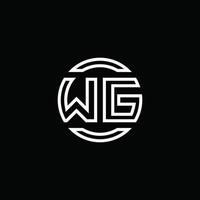 monogramme du logo wg avec un modèle de conception arrondi de cercle d'espace négatif vecteur