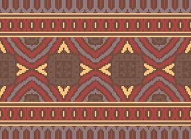 traverser point frontière. broderie traverser point. ethnique motifs. géométrique ethnique Indien modèle. originaire de ethnique motif.texture textile en tissu Vêtements tricots imprimer. pixel horizontal sans couture vecteur. vecteur