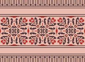 pixel ukrainien, biélorusse populaire art vecteur sans couture modèle dans rouge et noir, inspiré par traditionnel broderie vyshyvanka