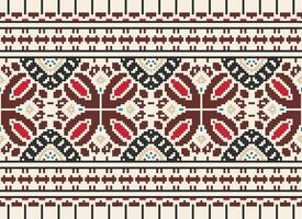 traverser point modèle avec floral conceptions. traditionnel traverser point travaux d'aiguille. géométrique ethnique modèle, broderie, textile ornementation, tissu, main cousu modèle, culturel piqûre pixel art. vecteur