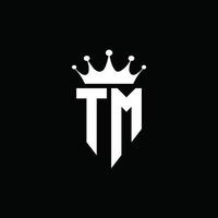 style emblème monogramme logo tm avec modèle de conception de forme de couronne vecteur