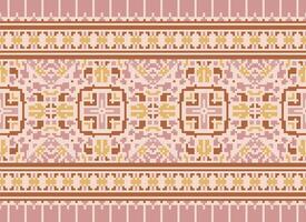 traverser point broderie. ethnique motifs. originaire de style. traditionnel conception pour texture, textile, tissu, vêtements, tricots, imprimer. géométrique pixel horizontal sans couture vecteur. vecteur