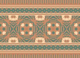 traverser point frontière. broderie traverser point. ethnique motifs. géométrique ethnique Indien modèle. originaire de ethnique motif.texture textile en tissu Vêtements tricots imprimer. pixel horizontal sans couture vecteur. vecteur