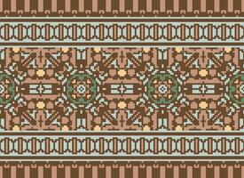 traverser point modèle avec floral conceptions. traditionnel traverser point travaux d'aiguille. géométrique ethnique modèle, broderie, textile ornementation, tissu, main cousu modèle, culturel piqûre pixel art. vecteur