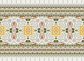 pixel traverser point modèle avec floral conceptions. traditionnel traverser point travaux d'aiguille. géométrique ethnique modèle, broderie, textile ornementation, tissu, main cousu modèle, pixel art. vecteur