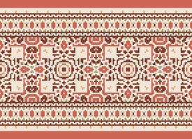 traverser point frontière. broderie traverser point. ethnique motifs. géométrique ethnique Indien modèle. originaire de ethnique motif.texture textile en tissu Vêtements tricots imprimer. pixel horizontal sans couture vecteur. vecteur