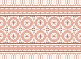 une floral pixel art modèle sur gris arrière-plan.géométrique ethnique Oriental broderie vecteur illustration. pixel style, abstrait arrière-plan, traverser point.design pour texture, tissu, chiffon, foulard, impression