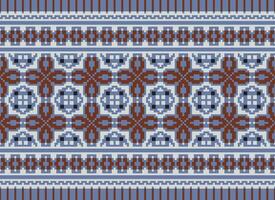 traverser point modèle avec floral conceptions. traditionnel traverser point travaux d'aiguille. géométrique ethnique modèle, broderie, textile ornementation, tissu, main cousu modèle, culturel piqûre pixel art. vecteur