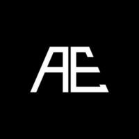 monogramme abstrait logo ae isolé sur fond noir vecteur