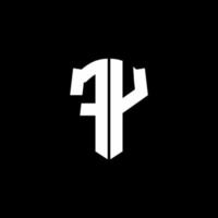 Ruban de logo de lettre monogramme fy avec style de bouclier isolé sur fond noir vecteur