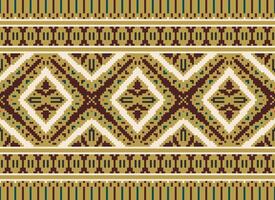 pixel broderie ethnique modèle, vecteur géométrique fleuri arrière-plan, traverser point rétro zigzag style, modèle tricot continu, conception pour textile, tissu, céramique, numérique impression