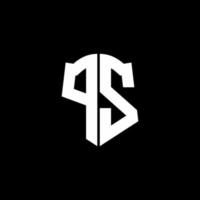 Ruban de logo de lettre monogramme ps avec style de bouclier isolé sur fond noir vecteur