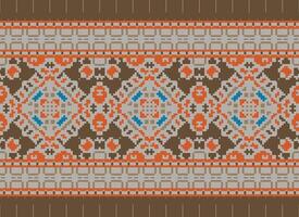 pixel traditionnel ethnique modèle paisley fleur ikat Contexte abstrait aztèque africain indonésien Indien sans couture modèle pour en tissu impression tissu robe tapis rideaux et sarong vecteur
