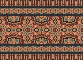 africain ikat pixel floral paisley broderie Contexte. géométrique ethnique Oriental modèle traditionnel.aztèque style abstrait vecteur illustration.design pour texture, tissu, vêtements, emballage, tapis.