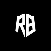 Ruban de logo de lettre monogramme rb avec style de bouclier isolé sur fond noir vecteur