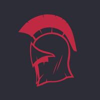 spartiate casque logo élément, rouge isolé sur sombre, vecteur illustration