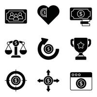 ensemble d'icônes de glyphe de financement participatif vecteur