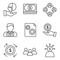 ensemble d'icônes de ligne de financement participatif vecteur