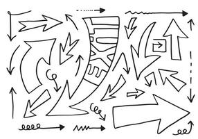 éléments de conception de griffonnage. flèches dessinées à la main isolées sur fond blanc. illustration vectorielle. vecteur