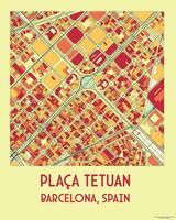 placa Tétouan, 08010 Barcelone, Espagne carte affiche art vecteur