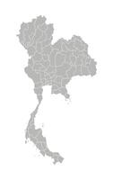 vecteur isolé illustration de simplifié administratif carte de Thaïlande. les frontières de le provinces, Régions. gris silhouettes. blanc contour.