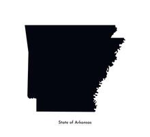 vecteur isolé simplifié illustration icône avec noir carte silhouette de Etat de Arkansas, Etats-Unis. blanc Contexte