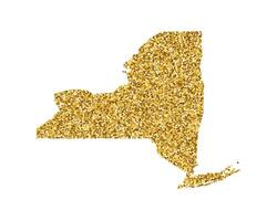 vecteur isolé illustration avec simplifié carte de Etat de Nouveau York, Etats-Unis. brillant or briller texture. décoration modèle