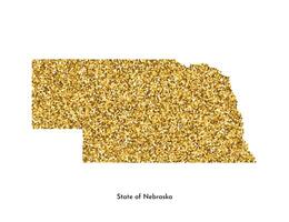 vecteur isolé illustration avec simplifié carte de Etat de Nebraska Etats-Unis. brillant or briller texture. décoration modèle.