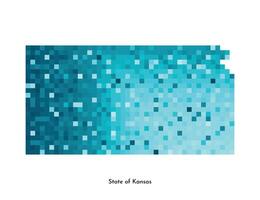 vecteur isolé géométrique illustration avec glacé bleu zone de Etats-Unis, Etat de Kansas carte. pixel art style pour nft modèle. Facile coloré logo avec pente texture