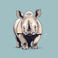 ai généré rhinocéros dessin animé illustration agrafe art vecteur conception