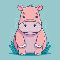 hippopotame dessin animé illustration agrafe art vecteur conception