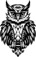 hibou, noir et blanc vecteur illustration