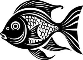 poisson - noir et blanc isolé icône - vecteur illustration