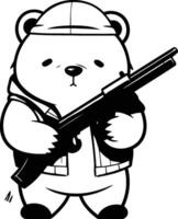 polaire ours dans militaire uniforme en portant une pistolet. vecteur illustration.